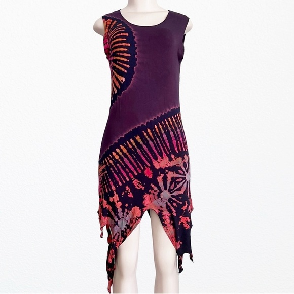 Hippie Tie Dye Boho Festival Comfy Beach Dress Coverup Standard Size - Picture 1 of 7